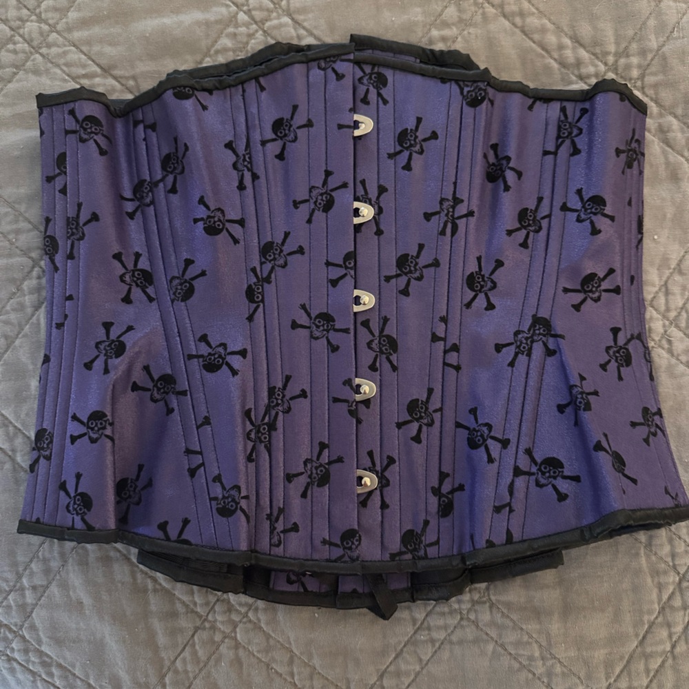 Timeless Trends Purple Skull and Crossbones Underbust Corset